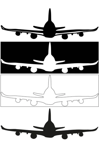 Plane Icon Set Isolated White Background Airplane Symbol Flat Style — Stock Vector