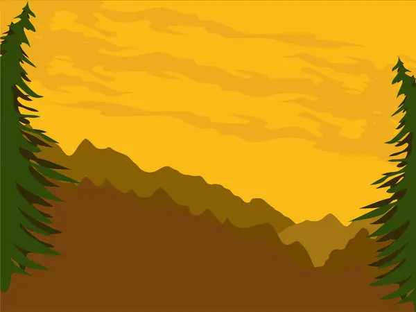 Панорама Гор Сансет Катание Горных Лыжах — стоковый вектор