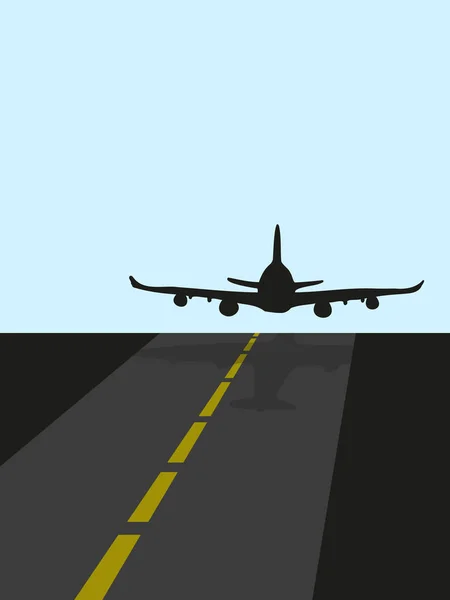 Grand Avion Quatre Turbines Décolle Aéroport — Image vectorielle