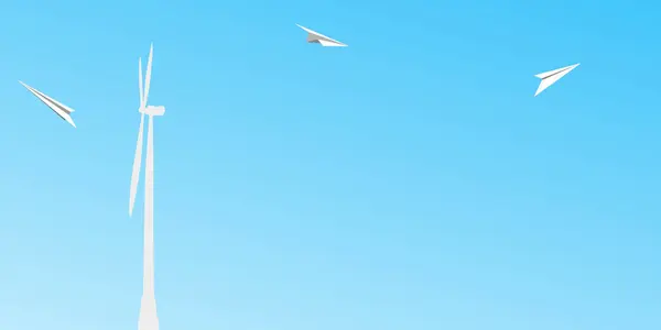 Papírová Letadla Modrém Pozadí Symbol Cílevědomosti Zasnění Víry Krásnou Budoucnost — Stockový vektor