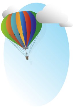 Renkli sıcak hava balonu ile geçmişe dönük metin alanı