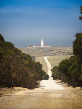 Kangaroo Island, South Australia - June 22, 2016: Historic Cape Willoughby Lighthouse and keeper cottages in Cape Willoughby Conservation Park.  clipart