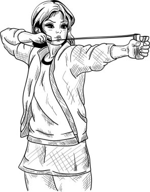 vektör - kadın ve sapan arka planda izole edildi