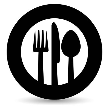 Çatal bıçak simgesi beyaz arkaplanda izole edildi.