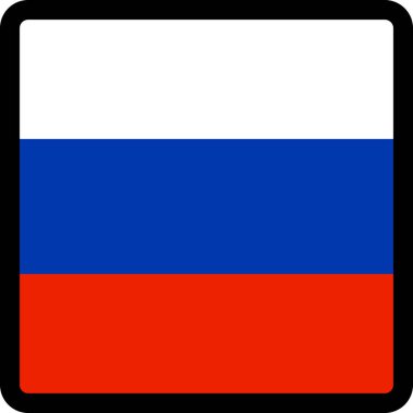 Rusya Federasyonu 'nun kare şeklindeki bayrağı zıt konumda, sosyal medya iletişim işareti, vatanseverlik, sitedeki dili değiştirmek için bir düğme, bir simge.