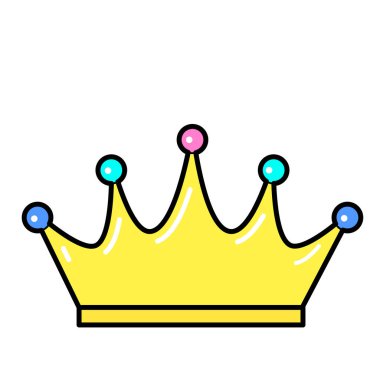 Taç simgesi. Hat sanatı. Beyaz arka plan. Sosyal medya simge. İş kavramı. İşaret, sembol, web öğesi. Dövme şablonu. Web sitesi piktogram.