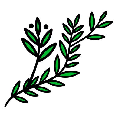 Dal, yaprak simgesi. Hat sanatı. Beyaz arka plan. Sosyal medya simge. İş kavramı. İşaret, sembol, web öğesi. Dövme şablonu. Web sitesi piktogram.