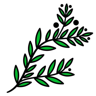 Dal, yaprak simgesi. Hat sanatı. Beyaz arka plan. Sosyal medya simge. İş kavramı. İşaret, sembol, web öğesi. Dövme şablonu. Web sitesi piktogram.