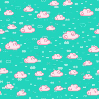 Beyaz arka planda bulutsuz desen. Kağıt baskı tasarımı. Soyut retro vektör çizimi. Moda tekstil, kumaş, ambalaj. Modern alan dekorasyonu.