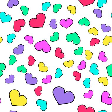 Beyaz arka planda renksiz kalp deseni var. Kağıt baskı tasarımı. Soyut retro vektör çizimi. Moda tekstil, kumaş, ambalaj. Modern alan dekorasyonu.