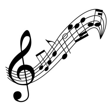 Melodi çizgisi, üç düğmeli anahtar, notalar. Müzik festivalleri arka planında. Parti ilanı için klasik konser illüstrasyonuName.