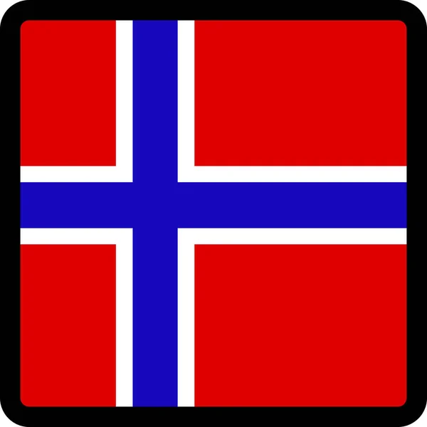 Norská Vlajka Tvaru Čtverce Kontrastní Konturou Sociální Média Komunikační Znamení — Stockový vektor
