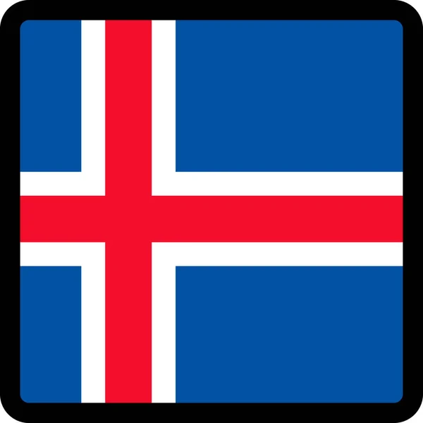 Zászló Izland Négyzet Alakú Kontrasztos Kontúr Közösségi Média Kommunikációs Jel — Stock Vector