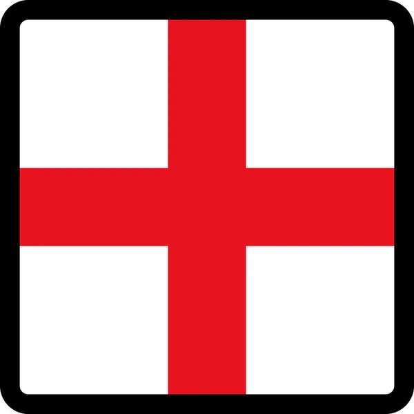 対照的な輪郭を持つ正方形の形の英語の旗 ソーシャルメディアのコミュニケーション記号 愛国心 サイト上の言語を切り替えるためのボタン アイコン — ストックベクタ