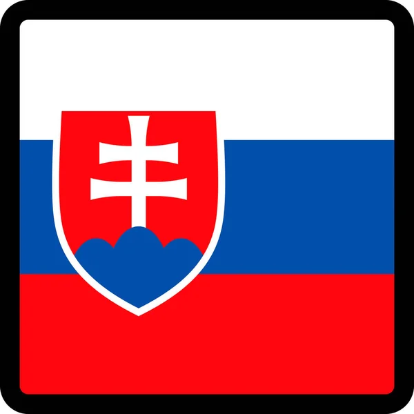 対照的な輪郭を持つ正方形の形でスロバキアの旗 ソーシャルメディアの通信記号 愛国心 サイト上の言語を切り替えるためのボタン アイコン — ストックベクタ
