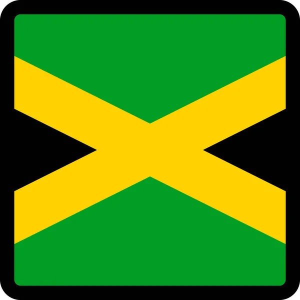 対照的な輪郭を持つ正方形の形でジャマイカの旗 ソーシャルメディアのコミュニケーション記号 愛国心 サイト上の言語を切り替えるためのボタン アイコン — ストックベクタ