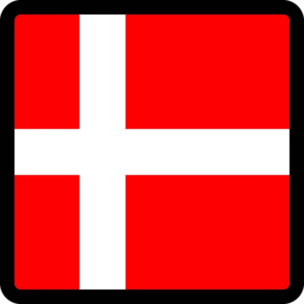 Flaga Danii Kształcie Kwadratu Kontrastowym Konturem Znak Komunikacji Mediach Społecznościowych — Wektor stockowy
