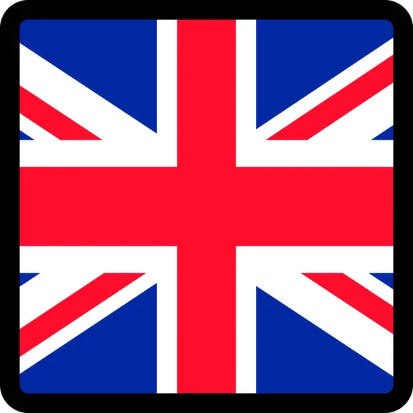 対照的な輪郭を持つ正方形の形で英国の旗 ソーシャルメディアの通信記号 愛国心 サイト上の言語を切り替えるためのボタン アイコン — ストックベクタ
