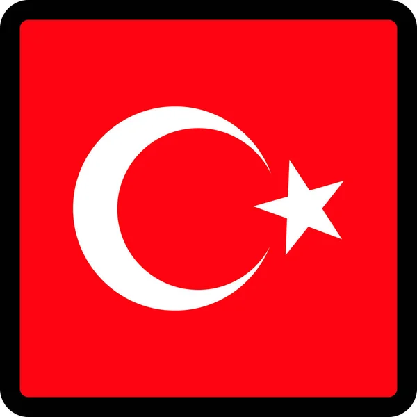 Bandera Turquía Forma Cuadrado Con Contorno Contrastante Signo Comunicación Las — Vector de stock