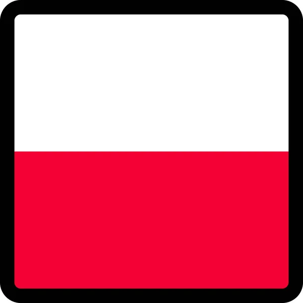 Bandiera Della Polonia Forma Quadrato Con Contorno Contrastante Segno Comunicazione — Vettoriale Stock