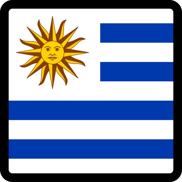 対照的な輪郭を持つ正方形の形でウルグアイの旗 ソーシャルメディアの通信記号 愛国心 サイト上の言語を切り替えるためのボタン アイコン — ストックベクタ