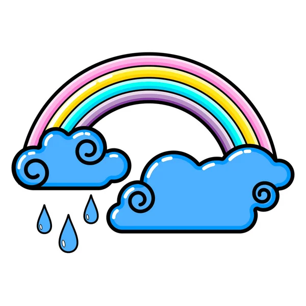 Cloud Rainbow Rain Icon Line Art White Background Social Media — Stock Vector