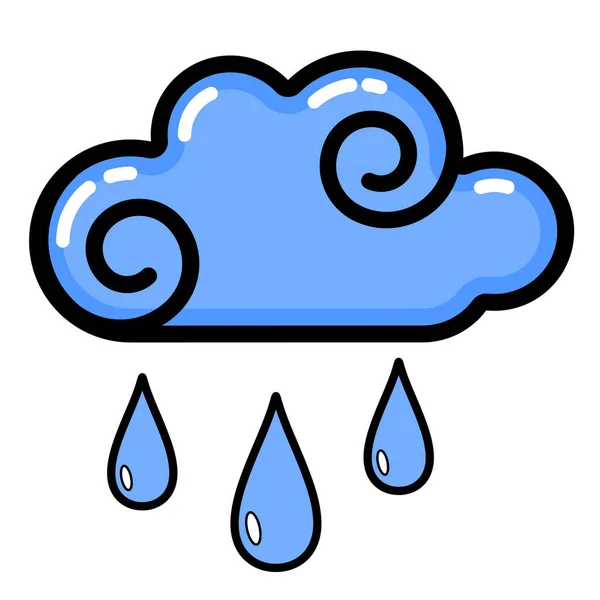 Cloud Rain Icon Line Art White Background Social Media Icon — Stock Vector