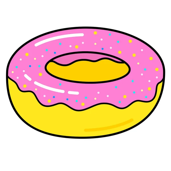 Donut Douce Icône Art Linéaire Fond Blanc Icône Des Médias — Image vectorielle
