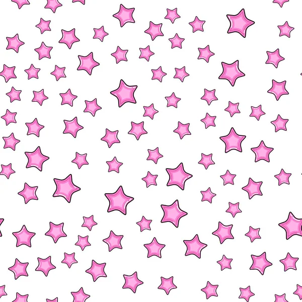 Rosa Stjärna Sömlös Mönster Vit Bakgrund Pappersutskriftsdesign Abstrakt Retro Vektor — Stock vektor