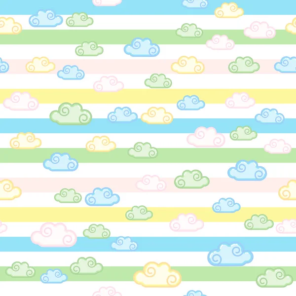 Cloud Seamless Pattern White Background Paper Print Design Abstract Retro — Stock Vector