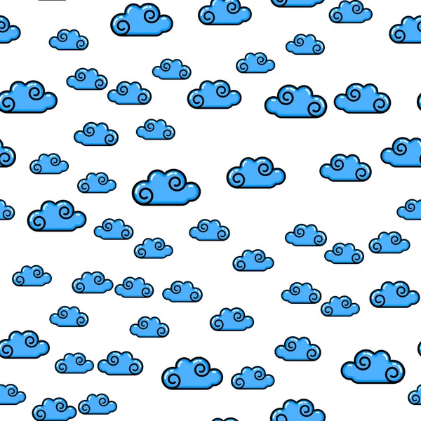 Blue Cloud Seamless Pattern White Background Paper Print Design Abstract — Stock Vector