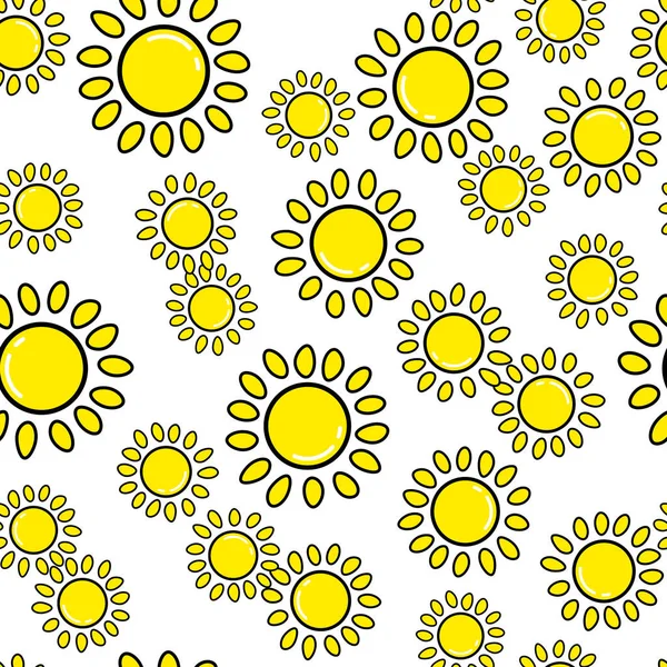 Sun Seamless Pattern White Background Paper Print Design Abstract Retro — Stock Vector
