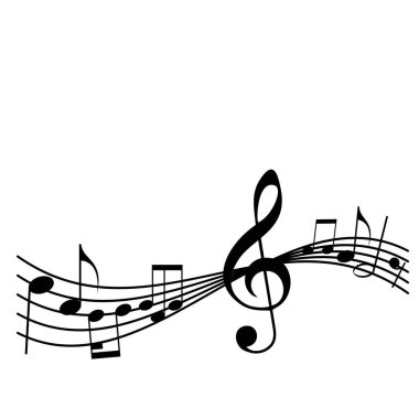 Melodi çizgisi, üç düğmeli anahtar, notalar. Müzik festivalleri arka planında. Parti ilanı için klasik konser illüstrasyonuName.