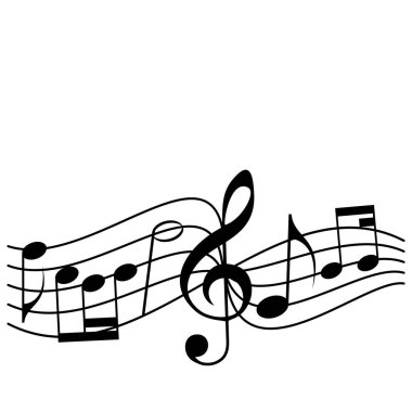 Melodi çizgisi, üç düğmeli anahtar, notalar. Müzik festivalleri arka planında. Parti ilanı için klasik konser illüstrasyonuName.
