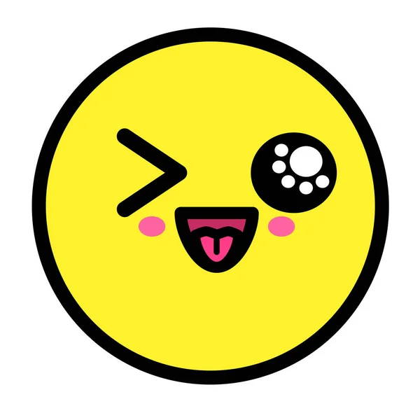 Cara Emoji Kawaii Plana Lindo Personaje Divertido Dibujos Animados Expresiones — Archivo Imágenes Vectoriales