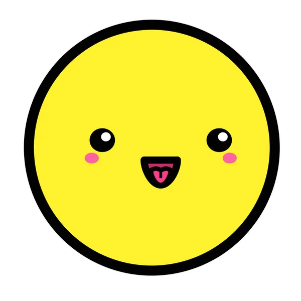 Lapos Kawaii Emoji Arc Aranyos Vicces Rajzfilmfigura Egyszerű Line Art — Stock Vector