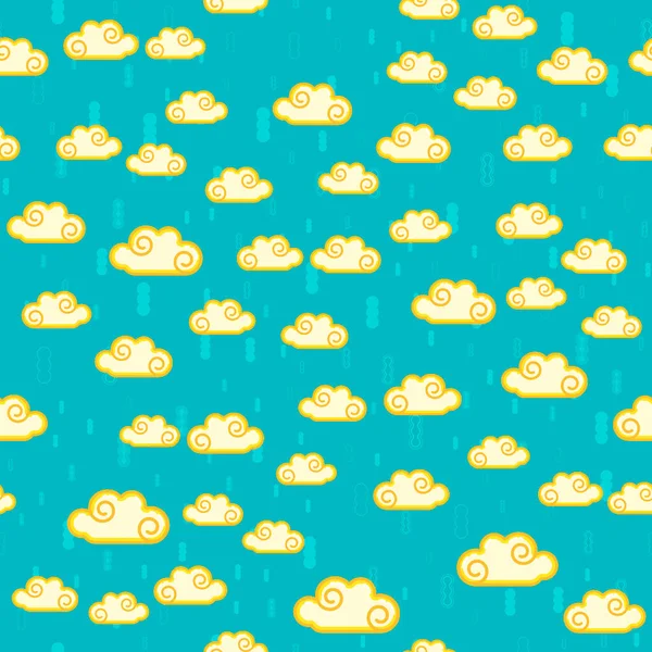 Cloud Seamless Pattern White Background Paper Print Design Abstract Retro — Stock Vector