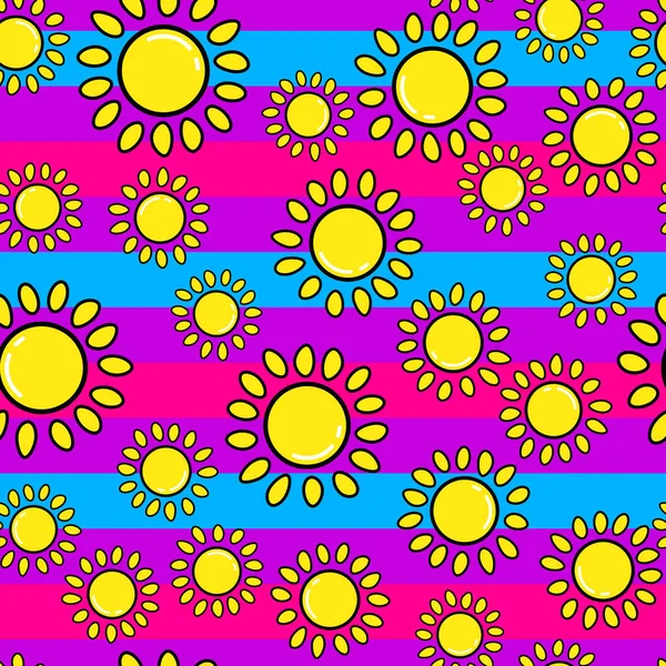 Sonnennahtloses Muster Auf Weißem Hintergrund Papierdruckdesign Abstrakte Retro Vektorillustration Trendy — Stockvektor