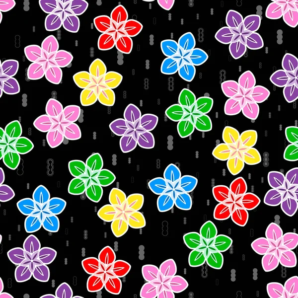 Warna Bunga Pola Mulus Pada Latar Belakang Putih Desain Cetak - Stok Vektor