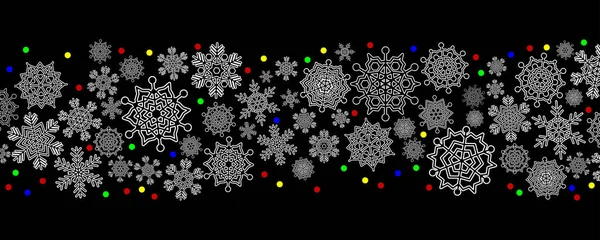 Blizzard Neige Élégants Flocons Neige Lumières Multicolores Des Guirlandes Nouvel — Image vectorielle
