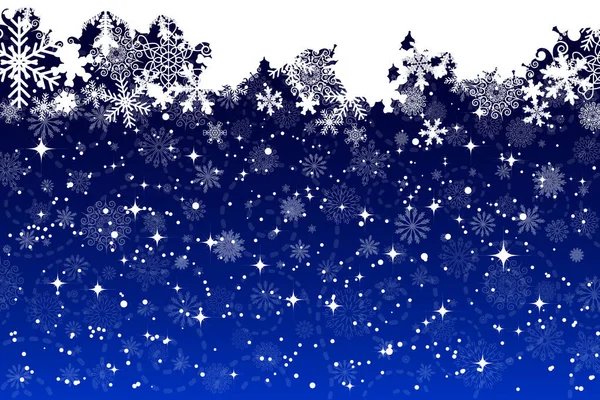 Śnieżna Zamieć Pięknych Artystycznych Płatków Śniegu Gwiazdami Świąteczne Tło Świąteczne — Wektor stockowy