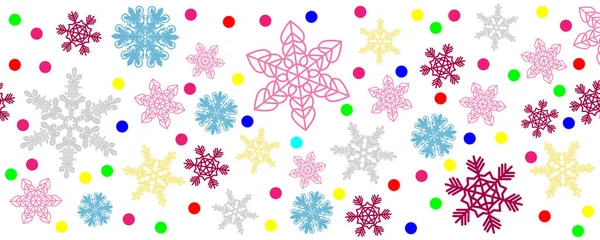 Brillante Bufera Fiocchi Neve Decorativi Multicolori Luci Multicolori Delle Ghirlande — Vettoriale Stock