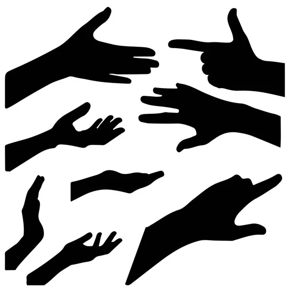 一组流行的手轮廓手势 手势给 白色背景上的抽象黑色图标 社交媒体营销 — 图库矢量图片