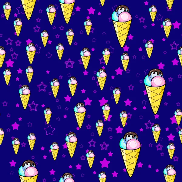 Ice Cream Seamless Pattern White Background Paper Print Design Abstract — Stock Vector