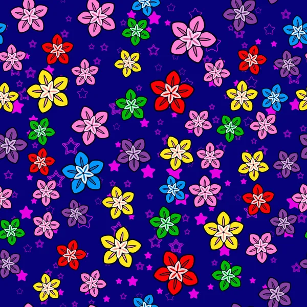 Patrón Inconsútil Flores Colores Sobre Fondo Blanco Diseño Impresión Papel — Archivo Imágenes Vectoriales