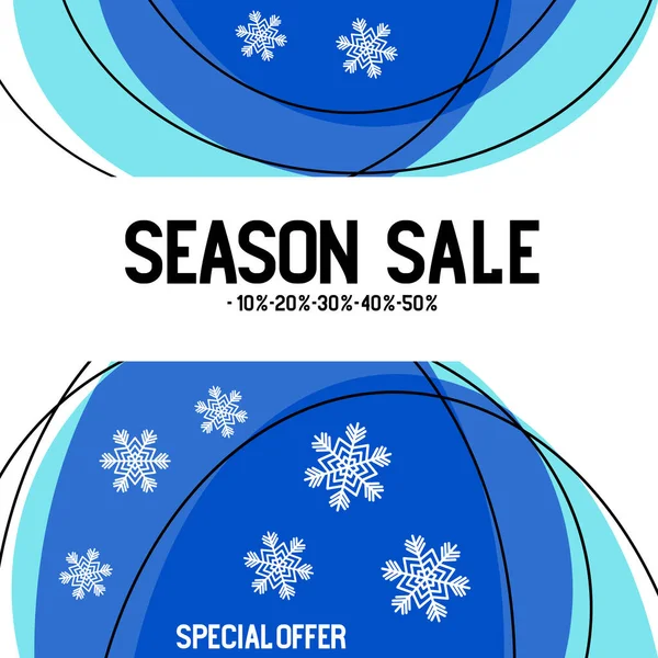 Sale Organic Shapes Background Winter Season Sale Mockup Poster Design — Stock Vector
