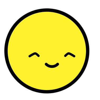 Düz kawaii emoji surat. Sevimli komik çizgi film karakteri. Basit çizgi sanat ifadeleri web simgesi. Duygusal Çıkartma. Vektör grafik illüstrasyonu.