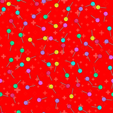 Beyaz arka planda renkli, pürüzsüz bir lolipop deseni. Kağıt baskı tasarımı. Soyut retro vektör çizimi. Moda tekstil, kumaş, ambalaj. Modern alan dekorasyonu.