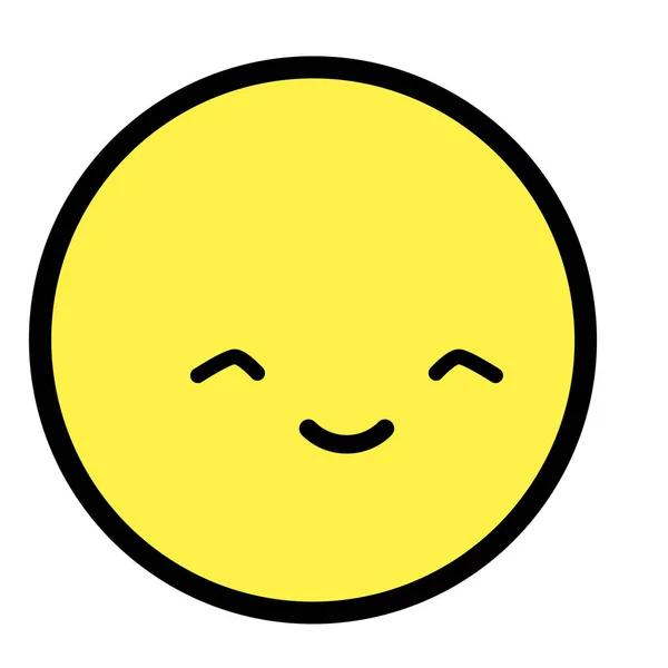 Flat Kawaii Emoji Face Cute Funny Cartoon Character Simple Line — Stock Vector