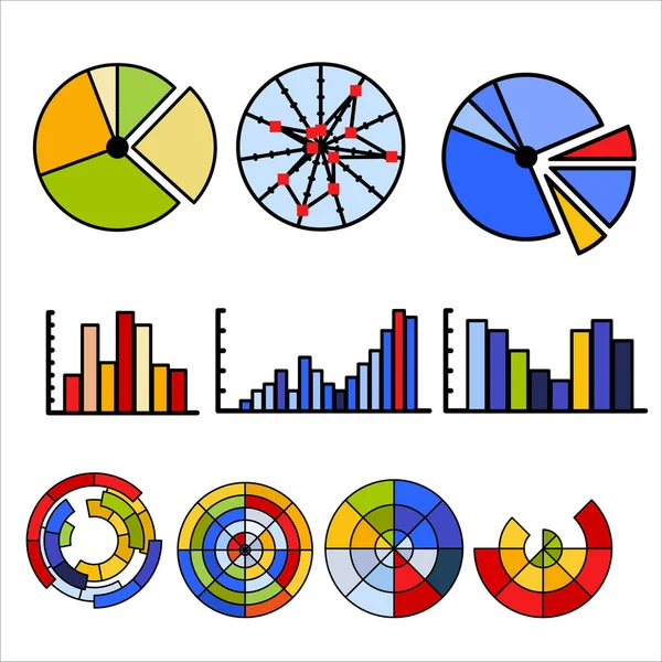 Data Analysis Statistics Infographic Chart Icon Set Flat Design Business — Stock Vector